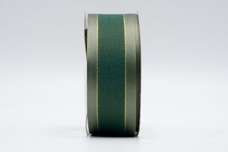 Vihreä ja vaaleanvihreä kaksisävyinen satiini- ja kultavuorattu nauha_K1773-505